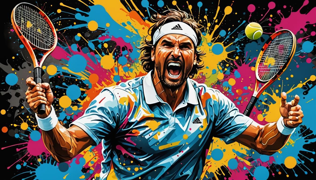 Pat Rafter Tennis Win in Graffiti Splash Art