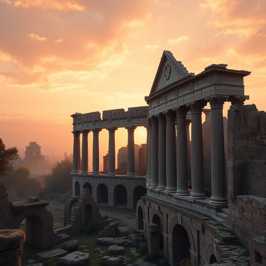 Colosseum Ruins at Dawn, Digital Art