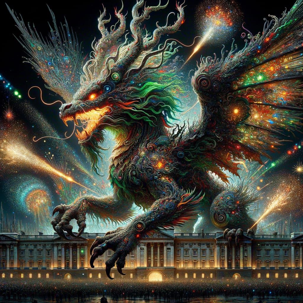 Majestic Qilin Reigns Over Hyper-Real Cityscape in Neon Glor...