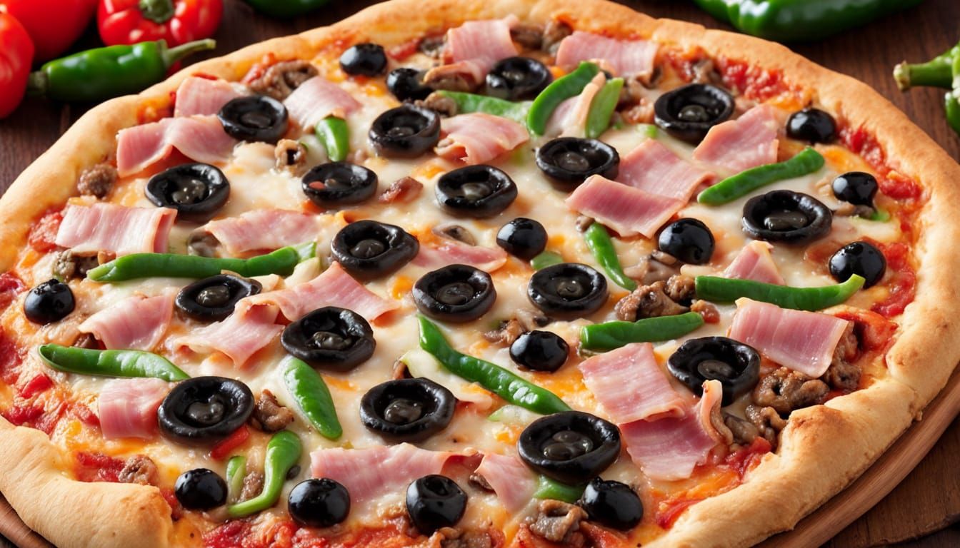Delicious Deluxe Pizza with All the Toppings