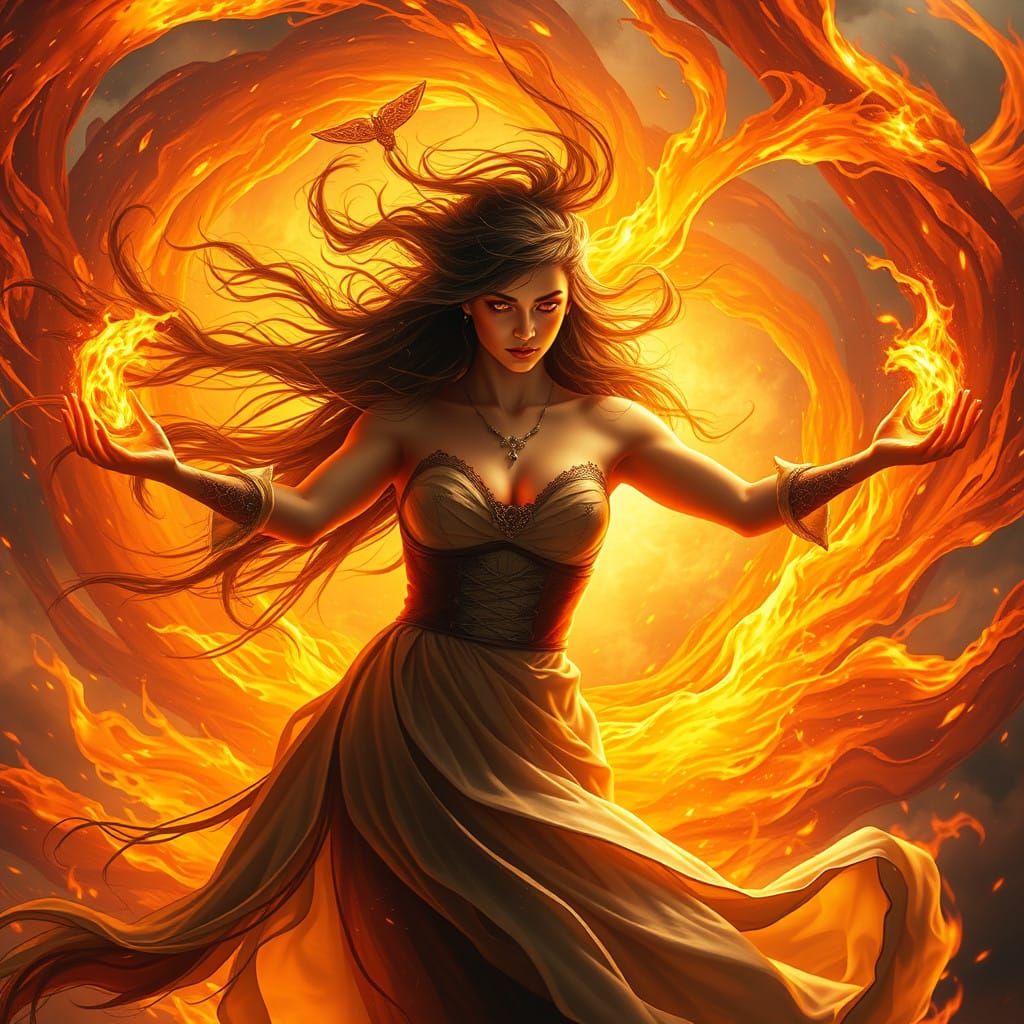 Goddess Brigid Emerges in Radiant Vortex of Flame and Spring