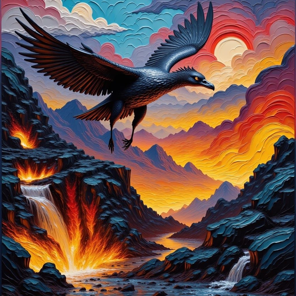 Paper Birds in Impasto Style, High Contrast