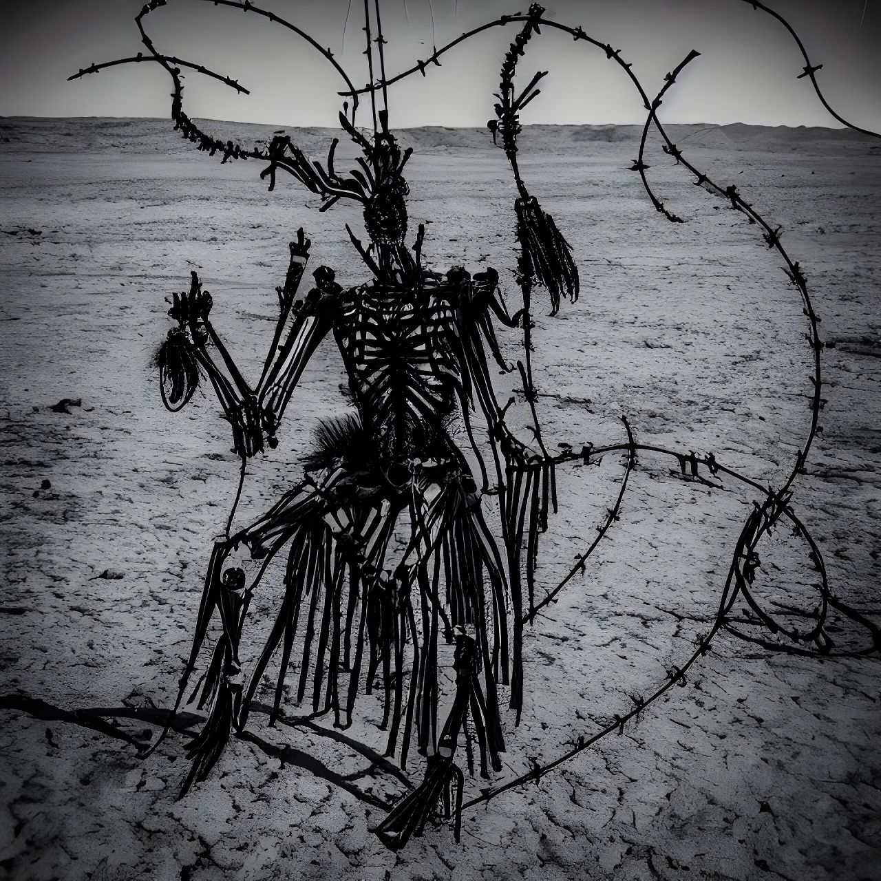 Dystopian Alien: Skeletal Creature on Exoplanet