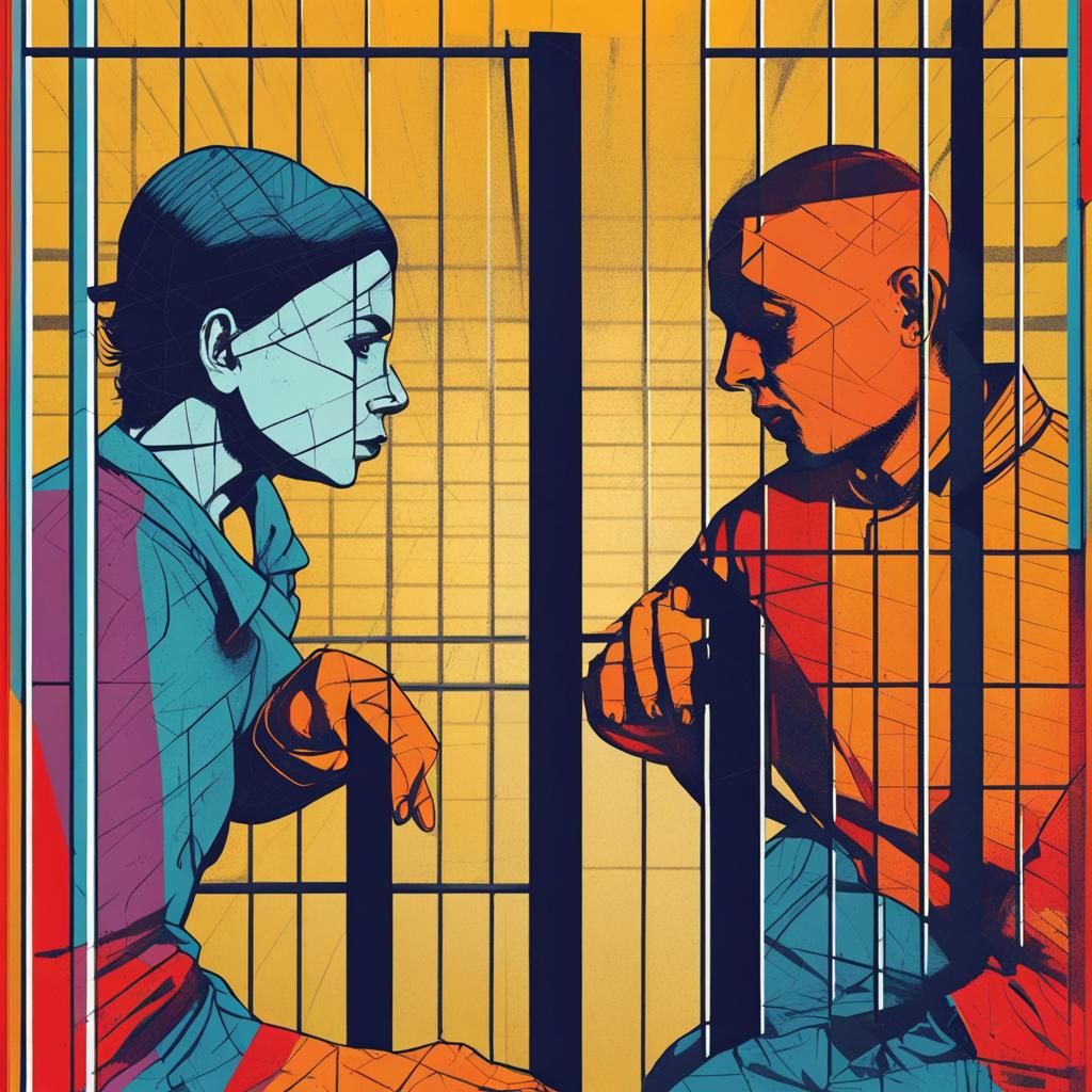 Prison Escape: Pop Art Screen Print in Bauhaus Style