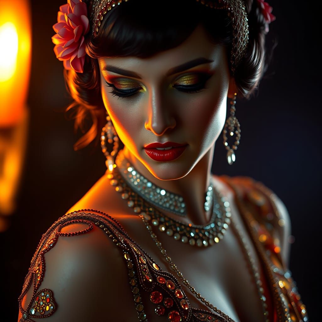 Glamorous 1920s Flapper in Hyper-Realistic Splendor