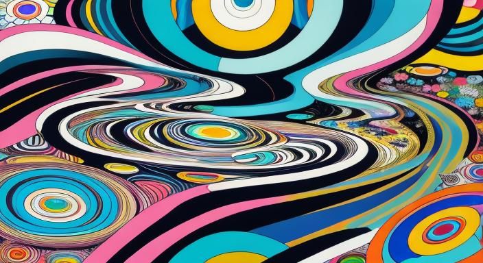 Colorful Garden River in Superflat Style