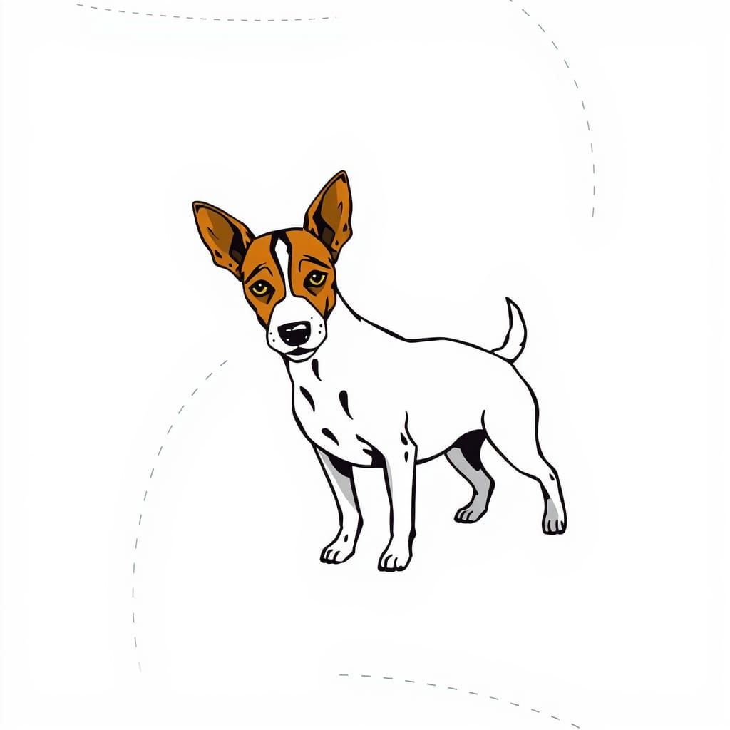 Minimal tattoo design, a Jack Russell Terrier, symmetrical, ...