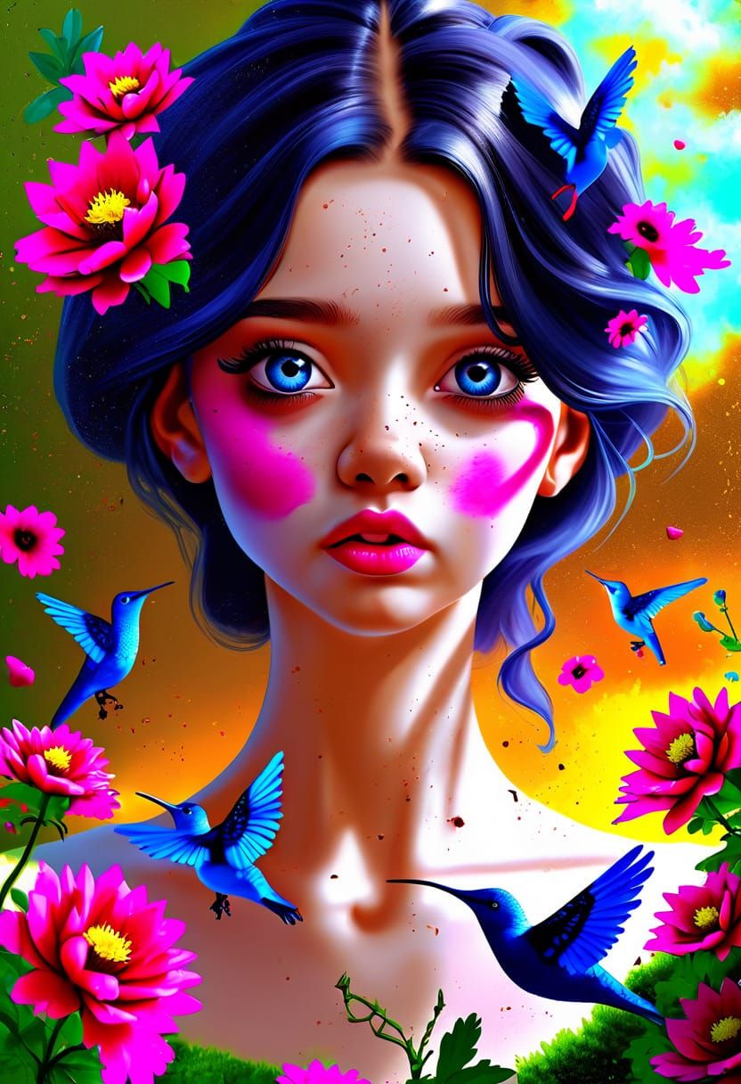 Vibrant Street Art Portrait in Salvador Dali's Melting Style