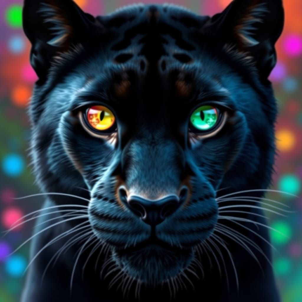 Vibrant Panther in a Kaleidoscopic Realm