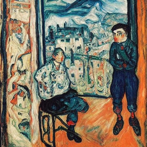 Lonely RPG Character by Window, Expressionistic Style