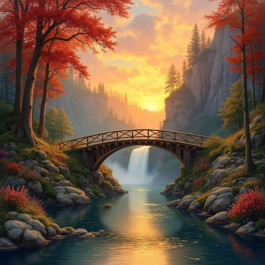 Surreal Sunset Landscape in Vibrant Colors