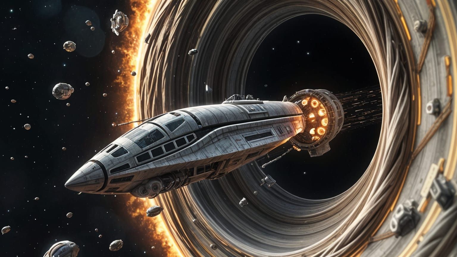 Spacecraft Plunges into Black Hole in Futuristic, Photoreali...