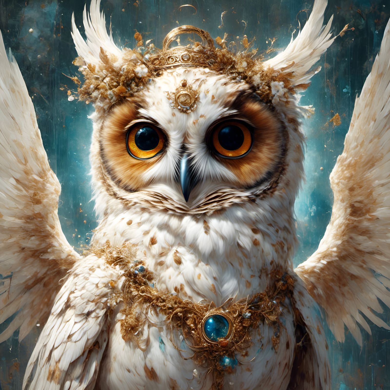 Adorable Angel Owl Portrait in Digital Art Style