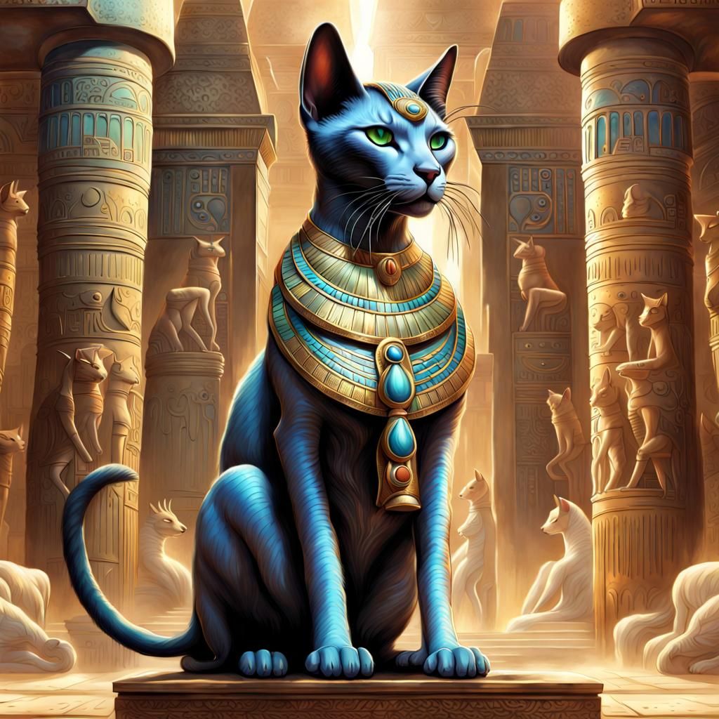 Hyperrealistic Bastet of Egyptian Mythology