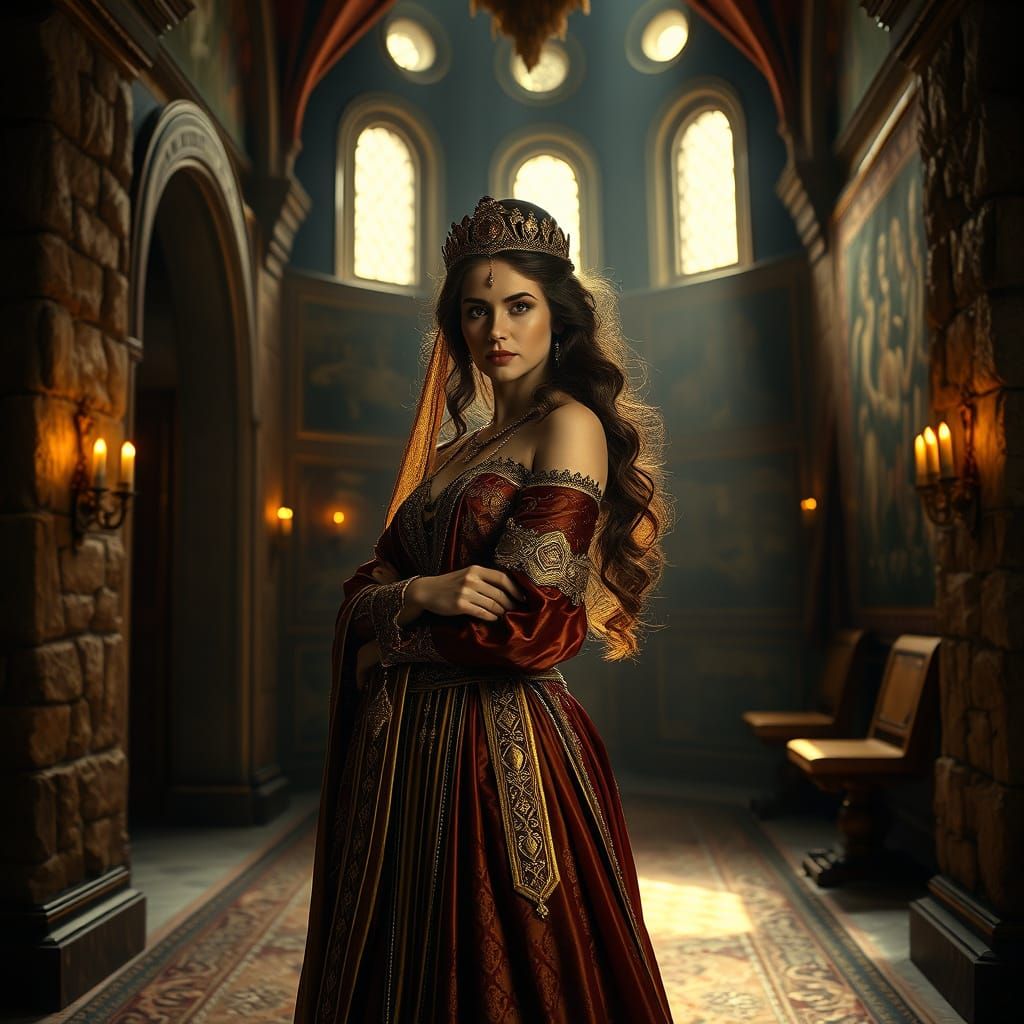 A Regal Woman in Renaissance Splendor