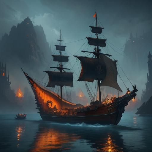Fantastical Unconventional Boats in Detailed Digital Paintin...