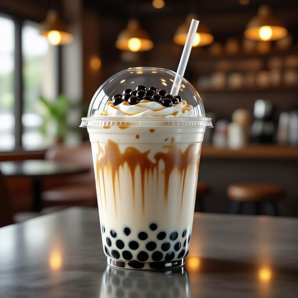 Boba Tea Perfection: Creamy Milk Tea with Tapioca Pearls