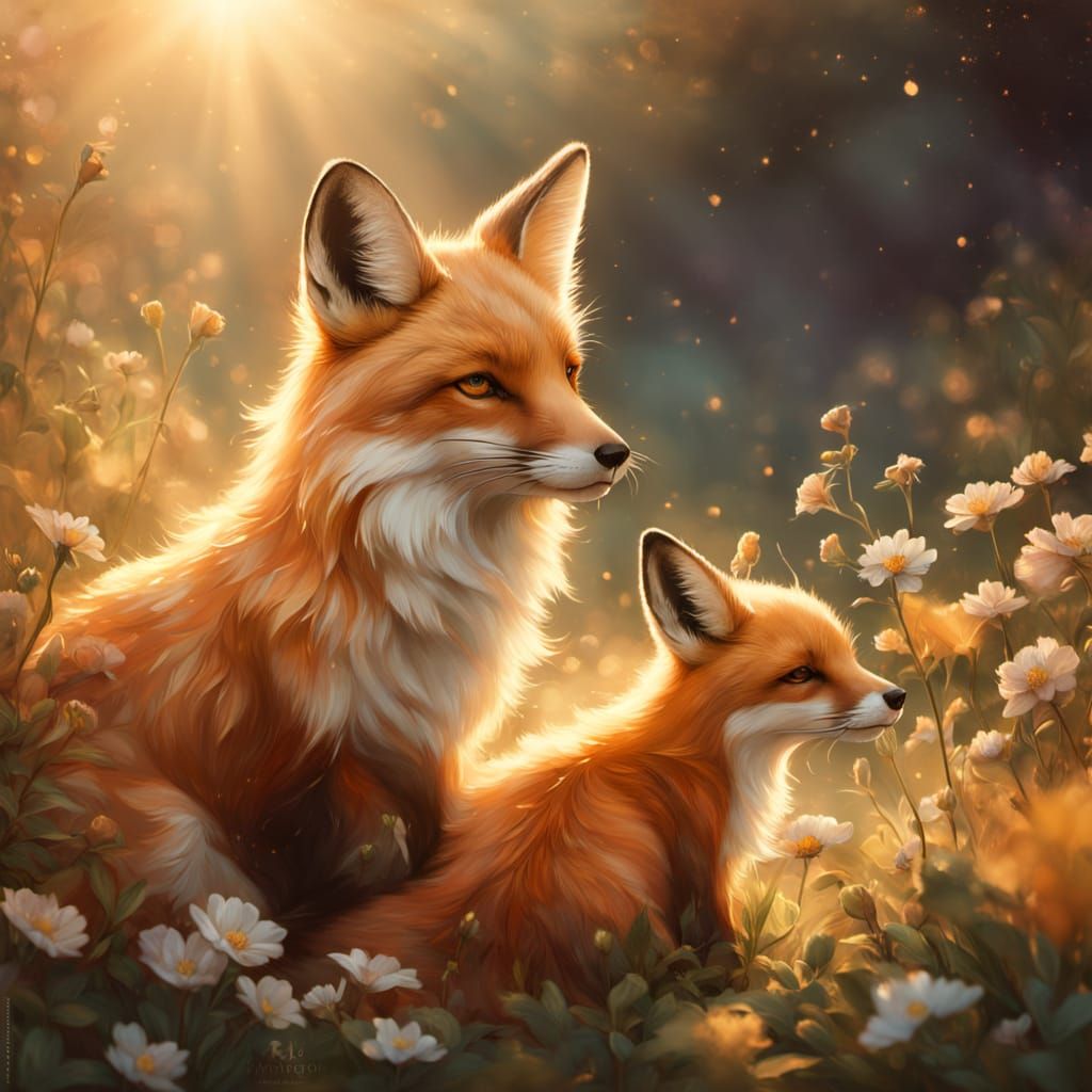 Child and Rescued Animals in Golden Hour Meadow