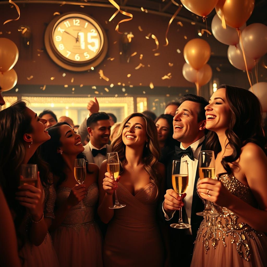 Elegant Revelers Celebrate New Year's Eve in Opulent Style