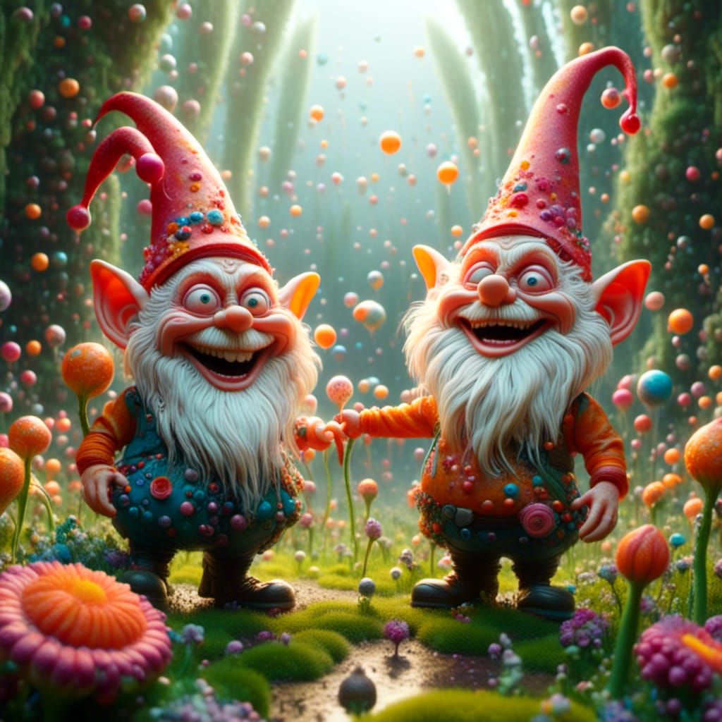 Gnomes Cause Mayhem in a Vibrant Garden