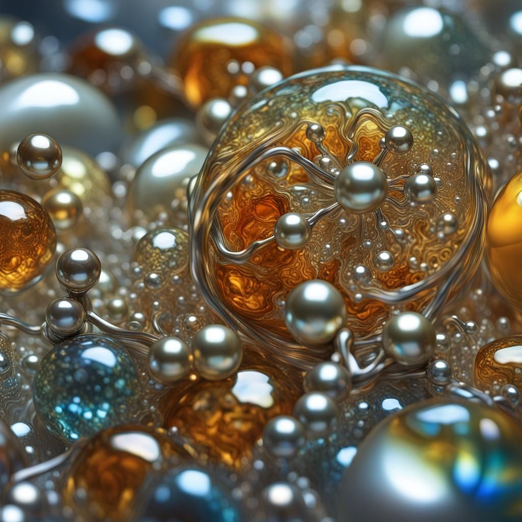 Hyperrealistic Venetian Glass with Pearls and Gold