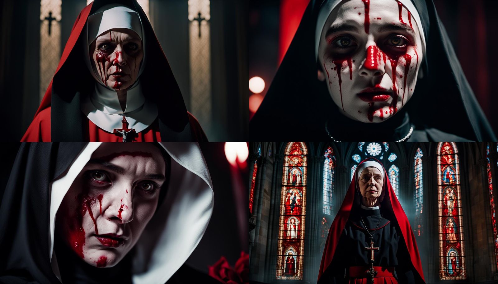 Nun in Blood-Stained Habit: Dramatic Film Still