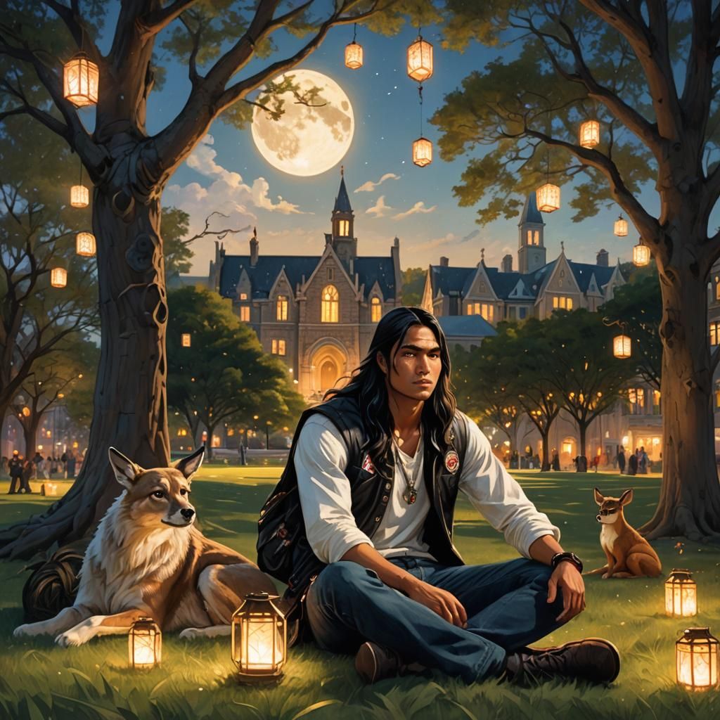 Fantasy Concept Art: Native American Man in City