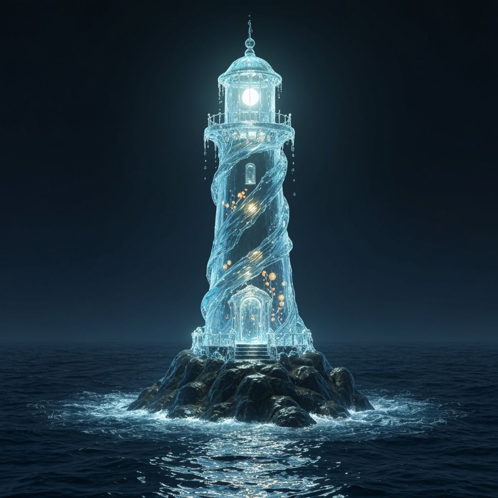 Ethereal Water Lighthouse with Luminescent Glow