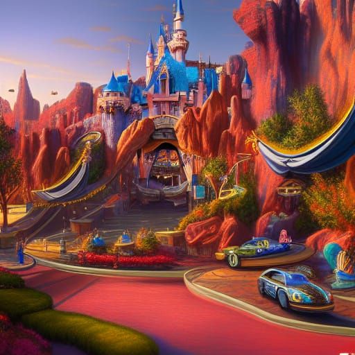 Disneyland Cars Land Detailed Matte Painting