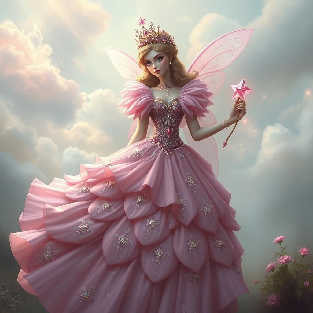 Glinda the Good Fairy in Ethereal Landscape