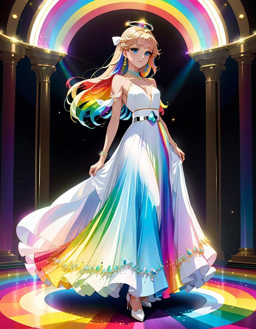 Rainbow Ballroom Dress in Anime Style
