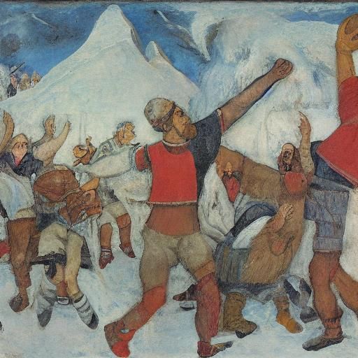 Peasant's Triumphant Winter Basketball Game with Bears