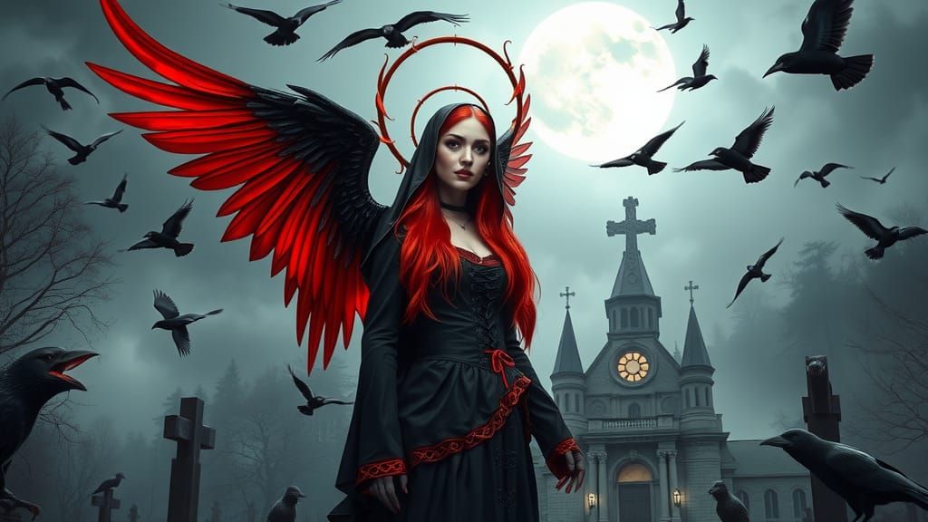 Gothic Angel in Dark Fantasy Aesthetic