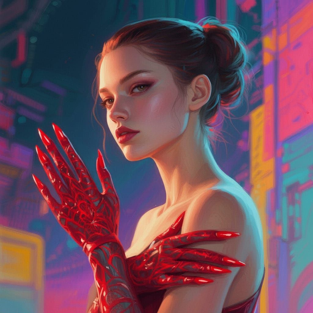 Stunning Fire Red Fingernails on Hand Model