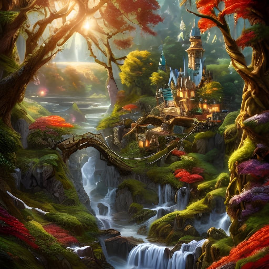 Elves in Ancient Forest: Painterly Fantasy Illustration