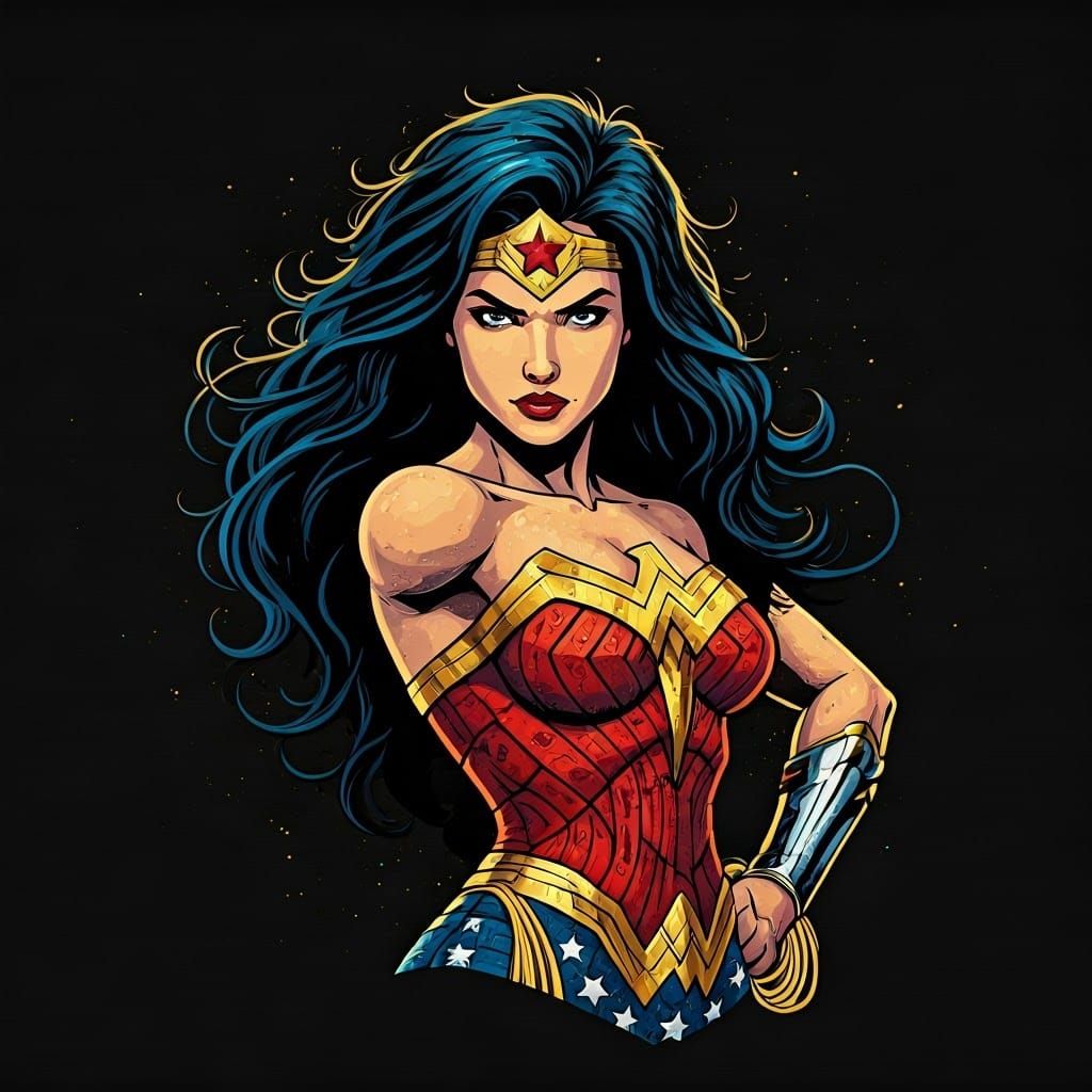 Wonder Woman Typography Silhouette: Amazonian Strength