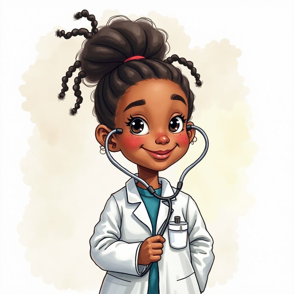 Girl Doctor: Expressive Watercolor Portrait