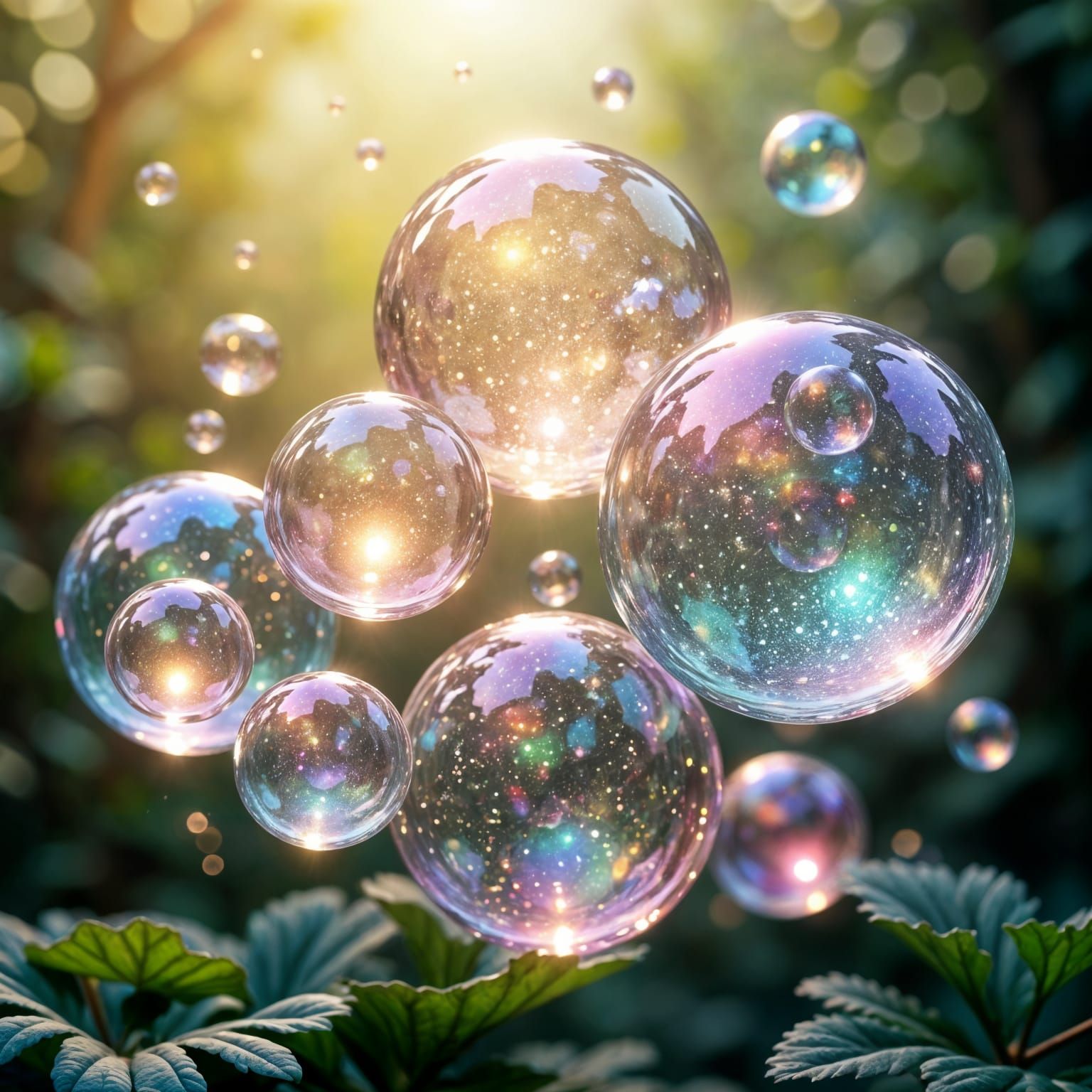 Ethereal Bubbles Floating in Dreamlike Space