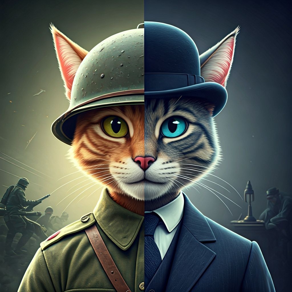 Anthropomorphic Cat: Soldier and Civilian in 3D Art