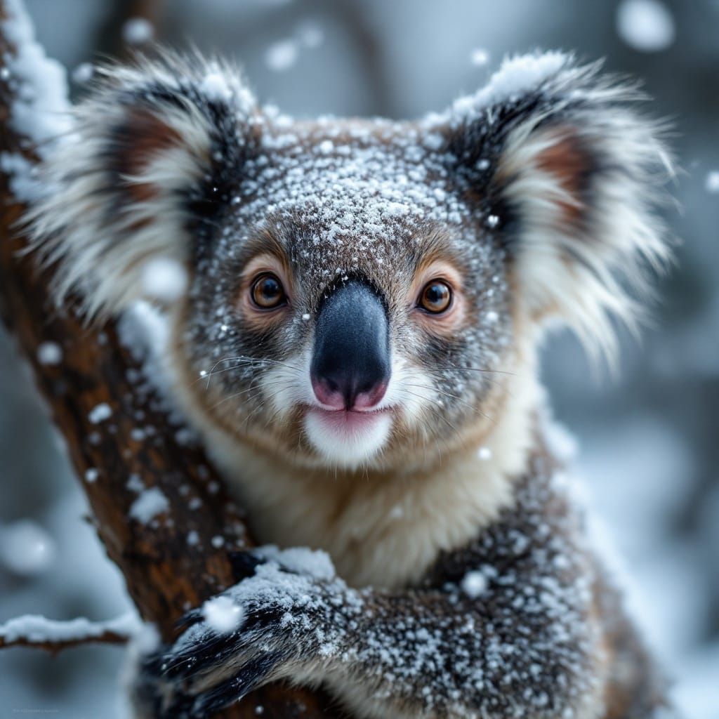 Cuddly Koala in Winter Wonderland