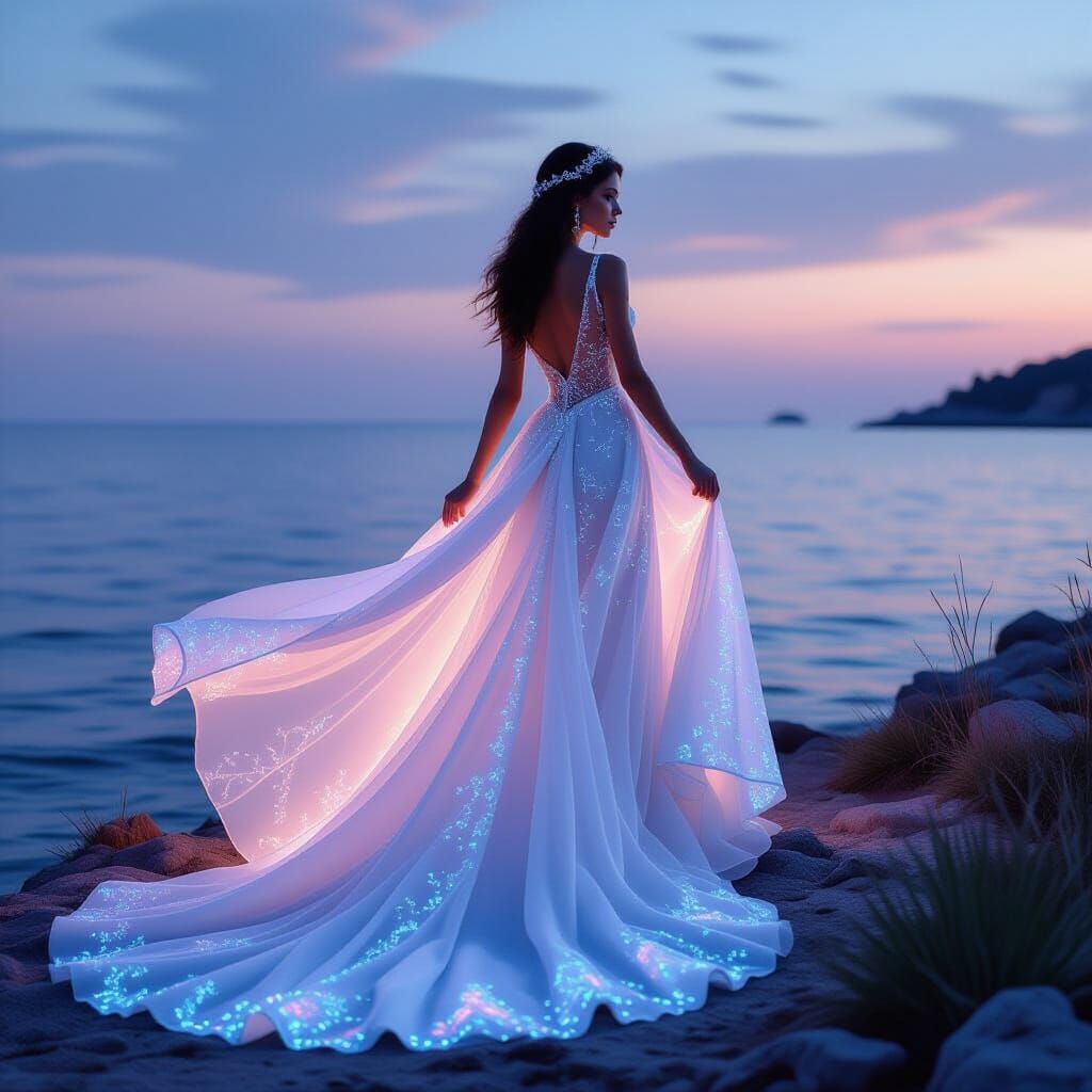 Fantasy Siren Wedding Gown Shimmering with Ethereal Light