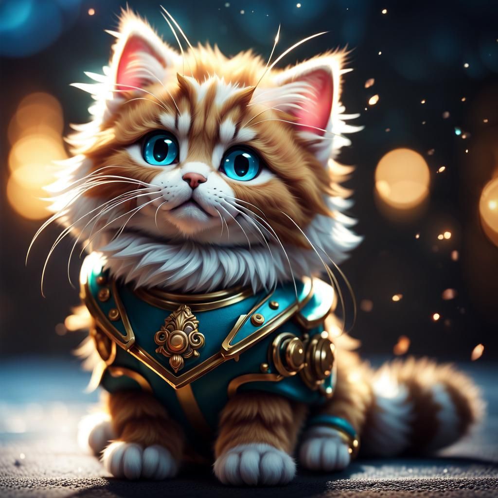 Adorable Chibi Kitty Cat with Fluffy Fur