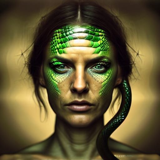 Dragon-skinned Woman Portrait in Hyperrealism