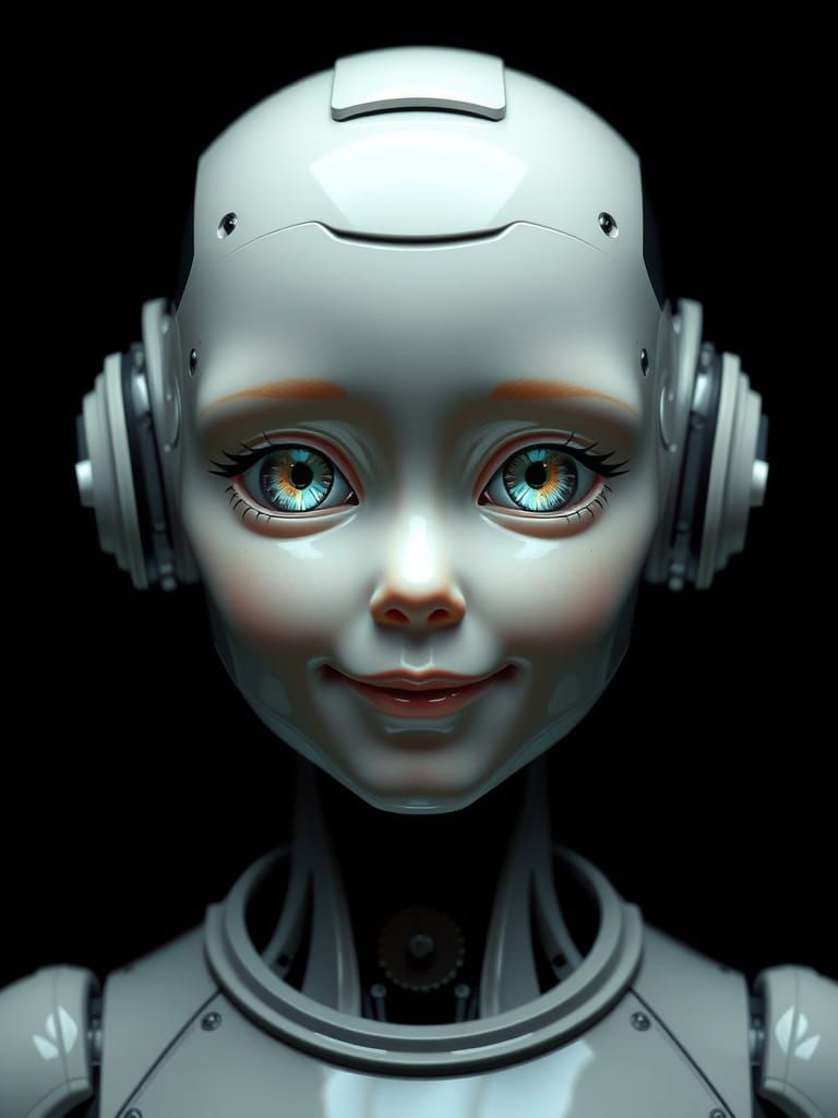 Android Robot Portrait in Photorealistic Style