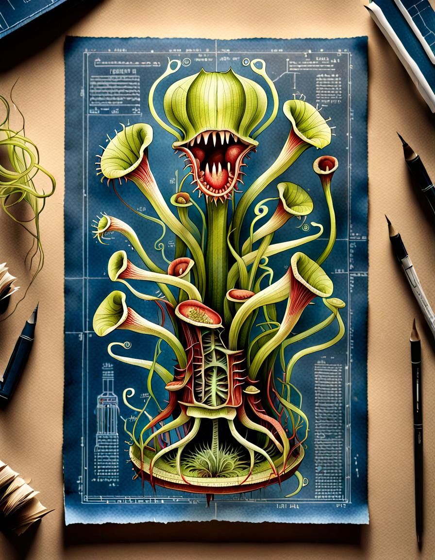 Botanical Blueprint of Carnivorous Clockwork Plant
