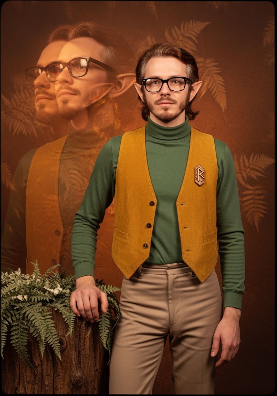Elven Man in 1970s Mall Portrait Style