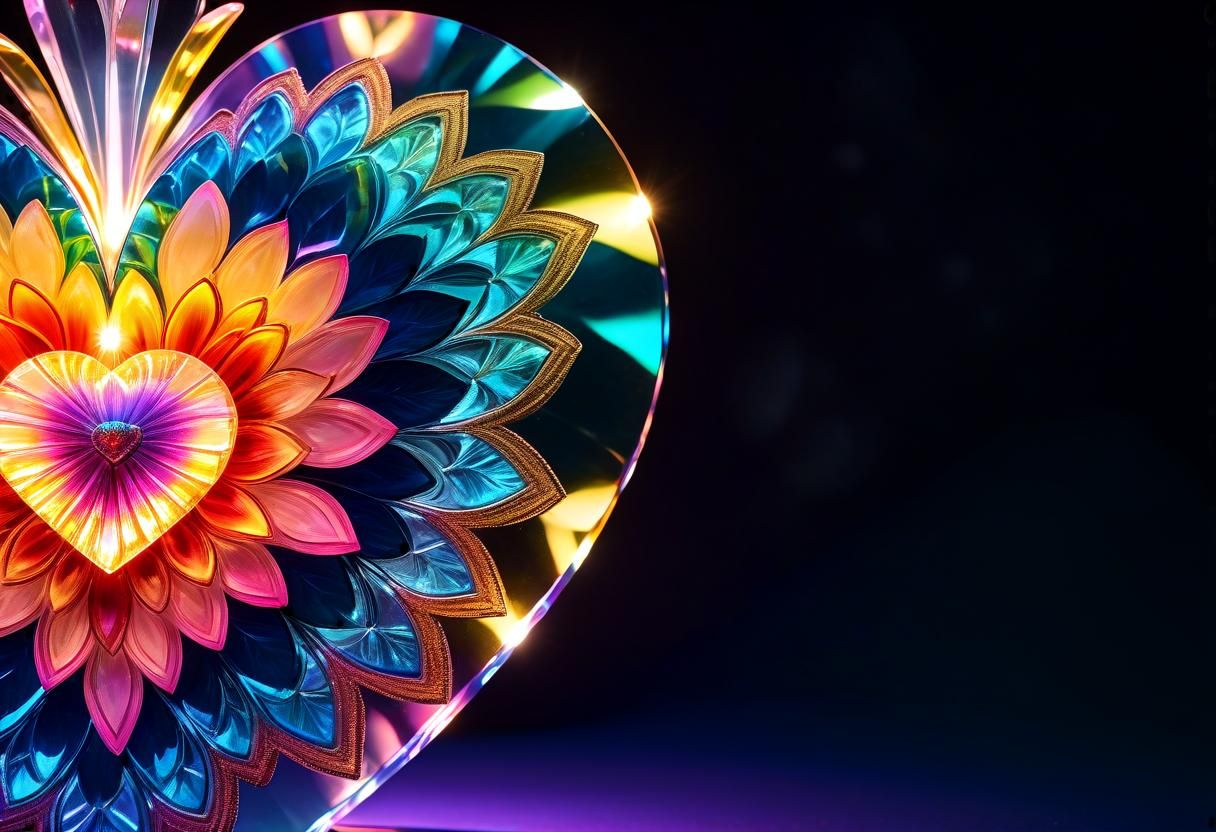 Crystal Heart Flower in a Surreal 3D Landscape