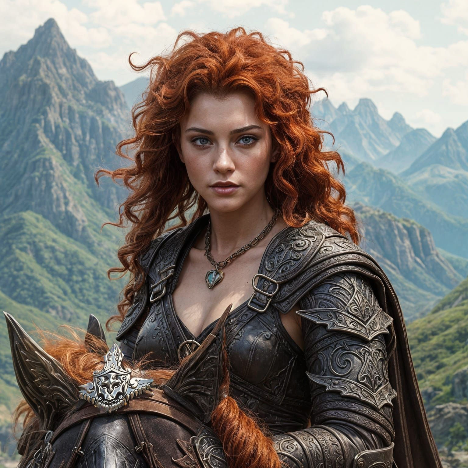 Ancient Greek Woman on Horse in Fantasy Art Style