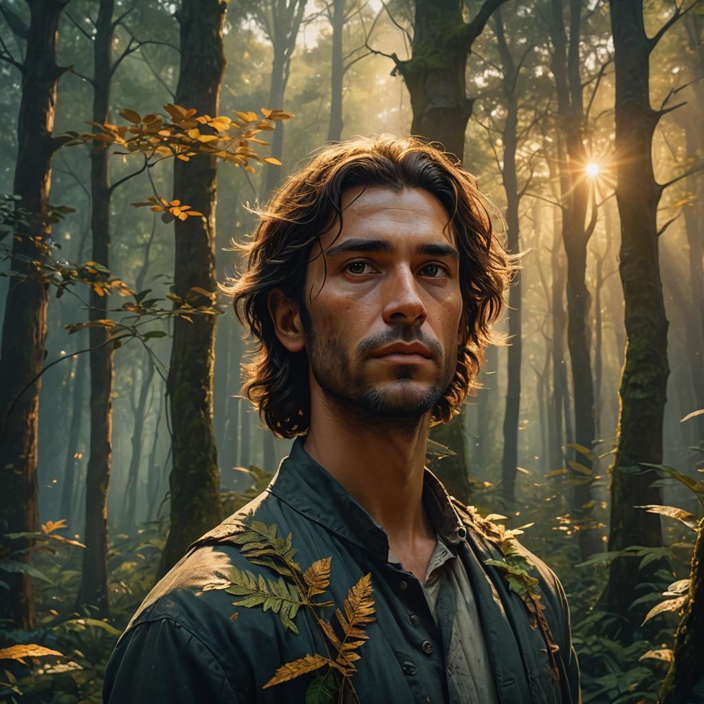 Mystical Forest Portrait in Van Gogh Style