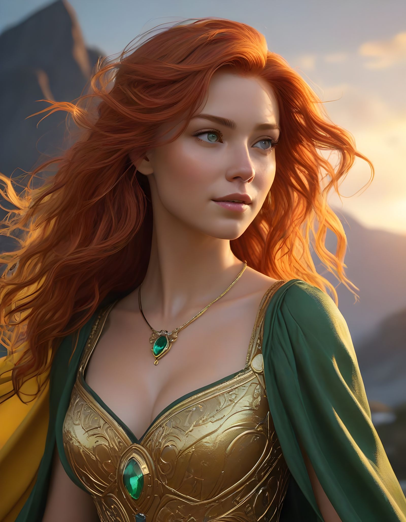 Norse Goddess of the Sun in Regal Sunset Splendor